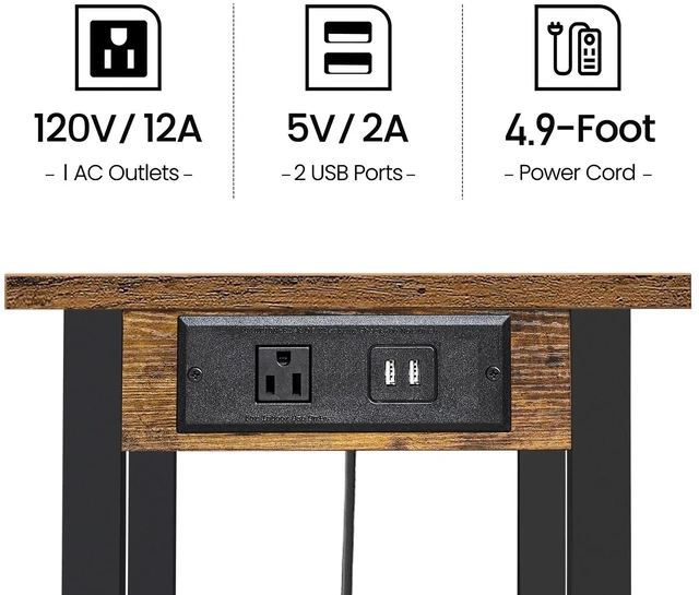 Alt view image 3 of 7 - Printer Stand, 2 Tier Rolling Printer Cart with Charging Station Small Under Desk Printer Table with Wheels for Small Space, Office, Home, Brown PS01BB001P