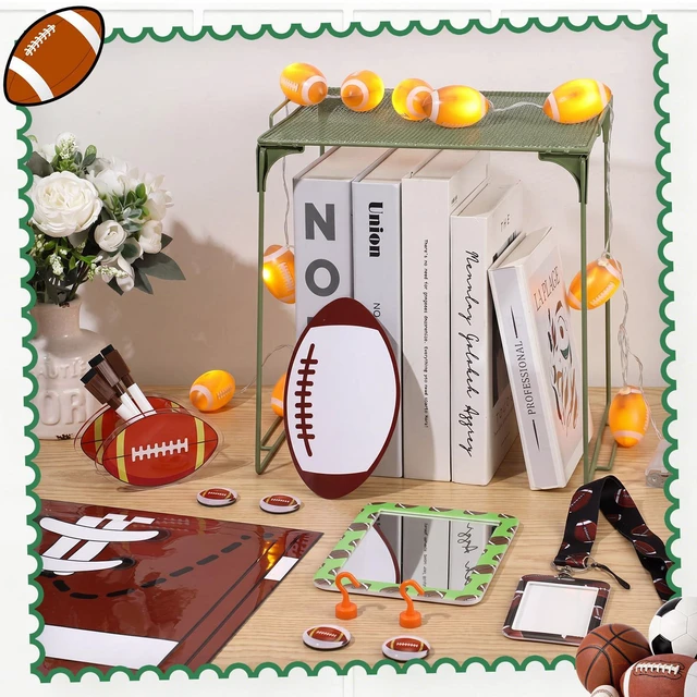 Alt view image 4 of 7 - 19 Pcs Locker Accessories, Football Locker Organizer Decoration with Shelf, Wallpaper, Mirror, Whiteboard, Pen Holder, Dry Erase Markers, Magnets, String Light, Hook, Lanyard Card Holder