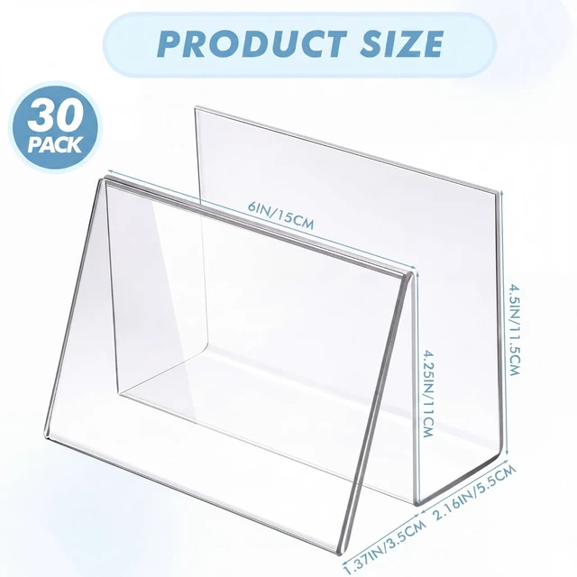 Alt view image 2 of 7 - 30 Pcs Clear Acrylic Postcard Holder Stand, Office Home School Slanted Postcard Greeting Business Card Display Organizer, Desktop Stand for Countertop Office, 6 X 4.25 X 4.5 in