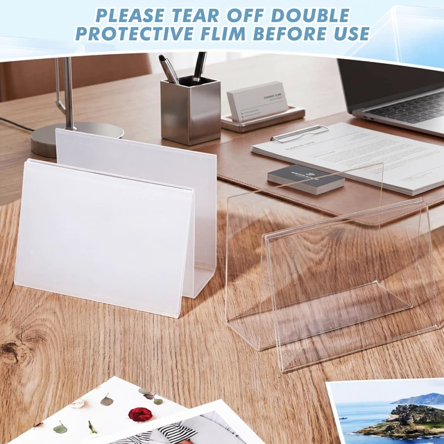 Alt view image 4 of 7 - 30 Pcs Clear Acrylic Postcard Holder Stand, Office Home School Slanted Postcard Greeting Business Card Display Organizer, Desktop Stand for Countertop Office, 6 X 4.25 X 4.5 in
