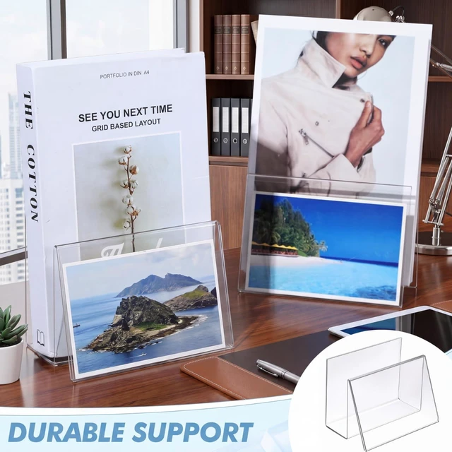 Alt view image 5 of 7 - 30 Pcs Clear Acrylic Postcard Holder Stand, Office Home School Slanted Postcard Greeting Business Card Display Organizer, Desktop Stand for Countertop Office, 6 X 4.25 X 4.5 in