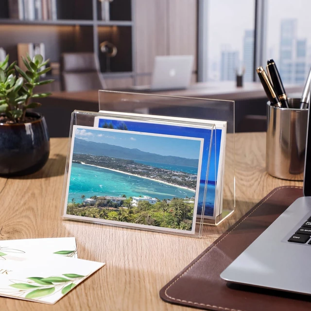 Alt view image 6 of 7 - 30 Pcs Clear Acrylic Postcard Holder Stand, Office Home School Slanted Postcard Greeting Business Card Display Organizer, Desktop Stand for Countertop Office, 6 X 4.25 X 4.5 in