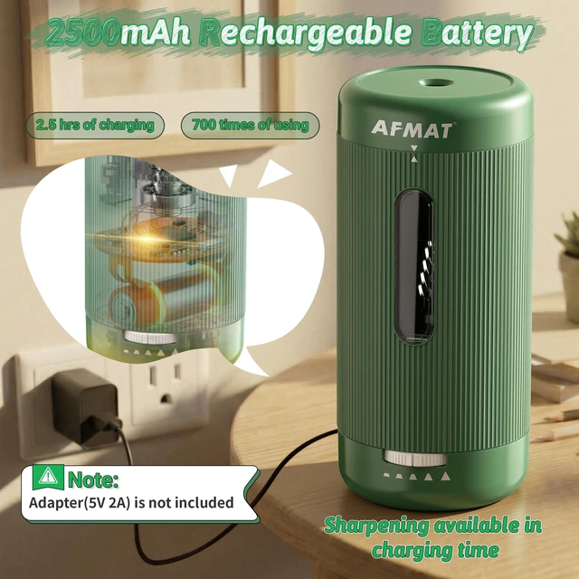 Alt view image 5 of 7 - Electric Pencil Sharpener, Auto in & Out, 5 Nibs, 7K+ Uses, Fully Automatic Pencil Sharpener for Classroom, Rechargeable Hands-Free Sharpeners for Jumbo/Colored Pencils (6.5-12mm) PSC3(Green)