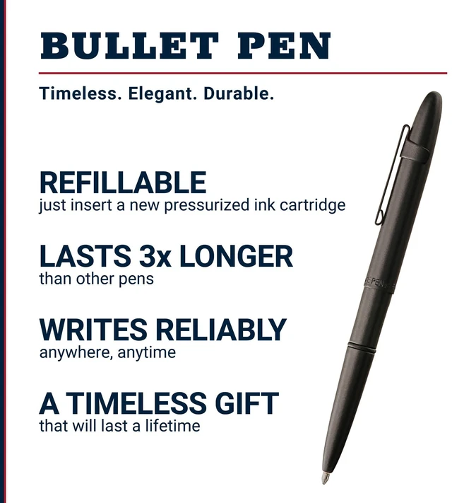 Alt view image 2 of 7 - Space Pen Matte Black Pressurized Ballpoint Bullet Pen Compact Size, Writes Upside Down and in Extreme Temperatures, Black Ink, Medium Point, Pocket Clip, Made in the USA