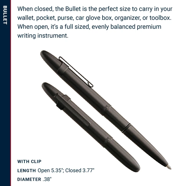 Alt view image 6 of 7 - Space Pen Matte Black Pressurized Ballpoint Bullet Pen Compact Size, Writes Upside Down and in Extreme Temperatures, Black Ink, Medium Point, Pocket Clip, Made in the USA