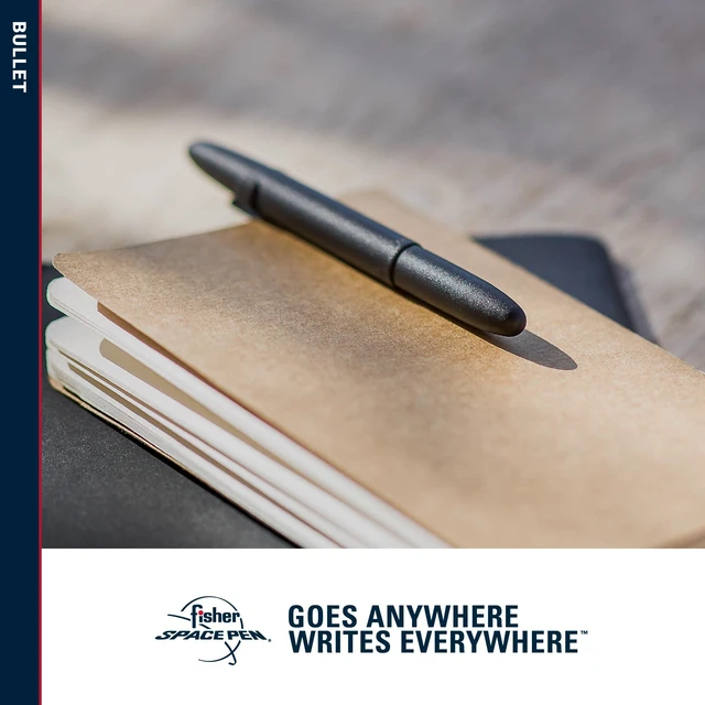 Alt view image 7 of 7 - Space Pen Matte Black Pressurized Ballpoint Bullet Pen Compact Size, Writes Upside Down and in Extreme Temperatures, Black Ink, Medium Point, Pocket Clip, Made in the USA