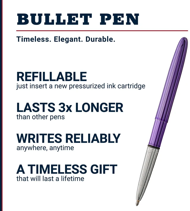 Alt view image 2 of 7 - Space Pen Purple Haze Pressurized Ballpoint Bullet Pen, Gift Box Compact Size, Writes Upside Down and in Extreme Temperatures, Smooth Black Ink, Medium Point, Made in the USA