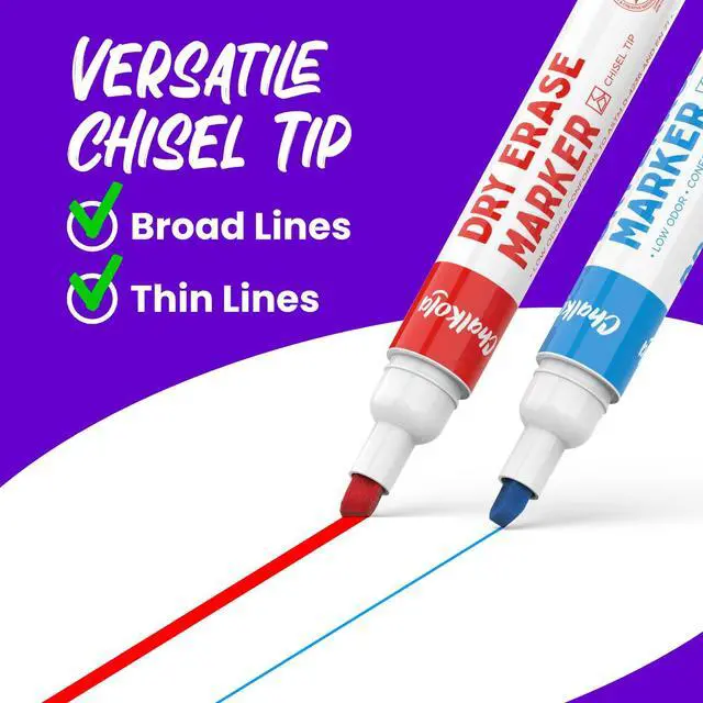 Alt view image 2 of 7 - Bulk Dry Erase Markers for Classroom (120 Pack, 12 Vibrant Colors) Erasable, Low Odor, Chisel Tip WhiteBoard Markers, Dry Erase Pens for Kids, Teachers - Office, Home, School Supplies