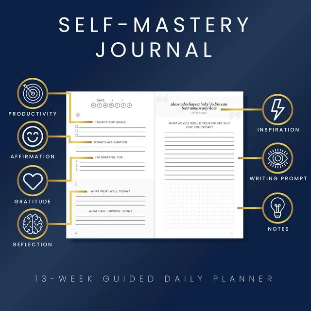 Alt view image 2 of 7 - Self-Mastery 5 Minute Journal - Gratitude & Reflection for Men & Women