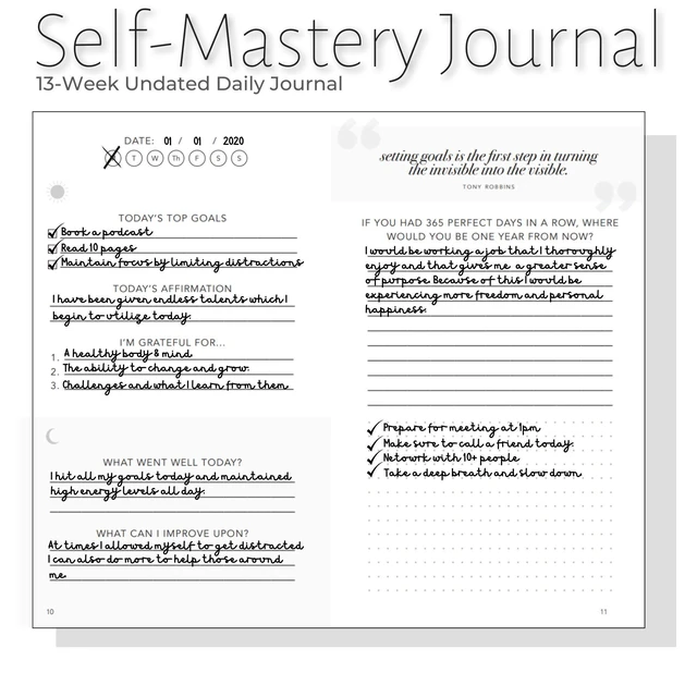 Alt view image 6 of 7 - Self-Mastery 5 Minute Journal - Gratitude & Reflection for Men & Women