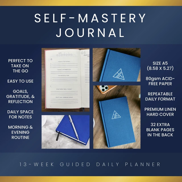 Alt view image 3 of 7 - Self-Mastery 5 Minute Journal - Gratitude & Reflection for Men & Women