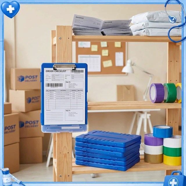 Alt view image 6 of 7 - 6 Pcs Clipboard with Storage Heavy Duty 8.5 X 11,Dark Blue Storage Clip board Bulk, Plastic Nursing Folder with Pen Holder, A14 Medical Organizer,for Teacher Office, Organization