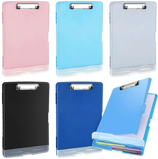 Main image of 6 Pcs Clipboard with Storage Heavy Duty 8.5 X 11,Simple Color Storage Clip board Bulk, Plastic Nursing Folder with Pen Holder, A6 Medical Organizer,for Teacher Office, Organization