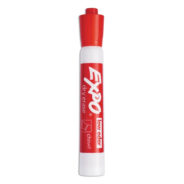 Alt view image 4 of 7 - Dry Erase Markers, Low Odor Ink, Red, Chisel Tip, 12 Count