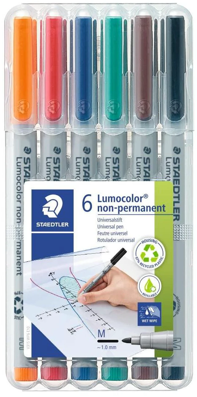Main image of Lumocolor Non-Permanent Overhead Projection Markers assorted colors medium 1.0 mm set of 6