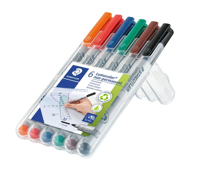 Alt view image 2 of 6 - Lumocolor Non-Permanent Overhead Projection Markers assorted colors medium 1.0 mm set of 6