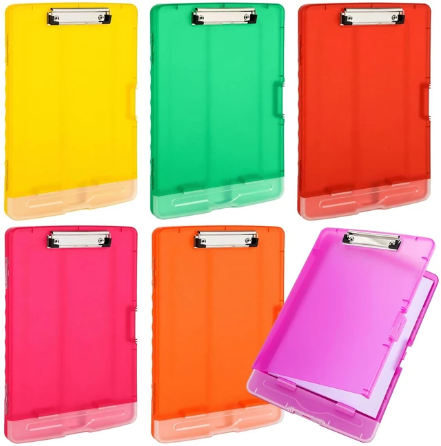 Main image of 6 Pcs Clipboard with Storage Heavy Duty 8.5 X 11,Candy Color Storage Clip board Bulk, Plastic Nursing Folder with Pen Holder, A11 Medical Organizer,for Teacher Office, Organization