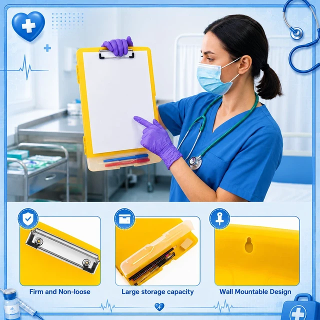 Alt view image 3 of 7 - 6 Pcs Clipboard with Storage Heavy Duty 8.5 X 11,Candy Color Storage Clip board Bulk, Plastic Nursing Folder with Pen Holder, A11 Medical Organizer,for Teacher Office, Organization