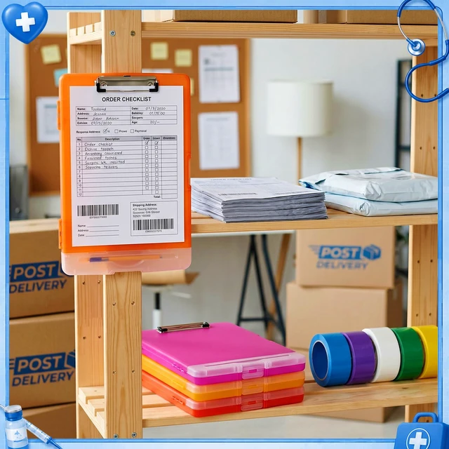 Alt view image 6 of 7 - 6 Pcs Clipboard with Storage Heavy Duty 8.5 X 11,Candy Color Storage Clip board Bulk, Plastic Nursing Folder with Pen Holder, A11 Medical Organizer,for Teacher Office, Organization
