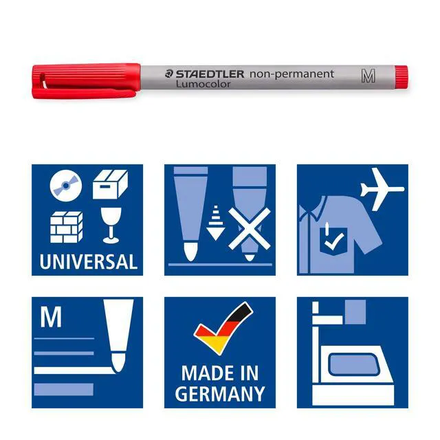 Alt view image 6 of 6 - Lumocolor Non-Permanent Overhead Projection Markers assorted colors medium 1.0 mm set of 6