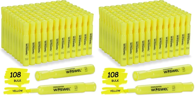 Main image of Highlighters Bulk, 216 Pack Tank Style Highlighters Set, Fluorescent Yellow, Chisel Tip Highlighter Markers Bulk for Coloring, Highlighting as School Supplies