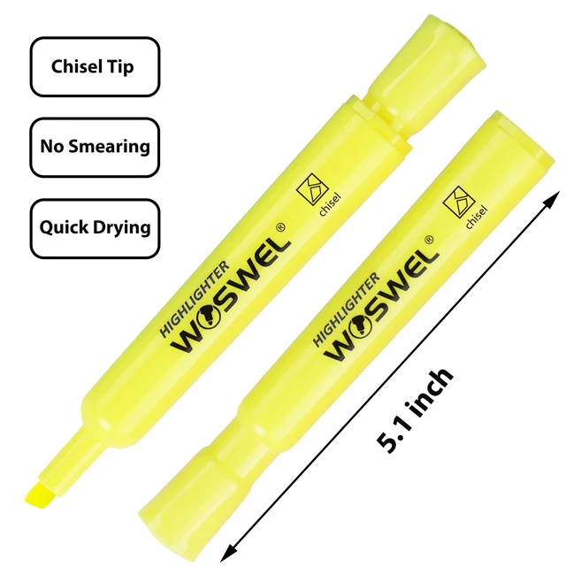 Alt view image 2 of 7 - Highlighters Bulk, 216 Pack Tank Style Highlighters Set, Fluorescent Yellow, Chisel Tip Highlighter Markers Bulk for Coloring, Highlighting as School Supplies