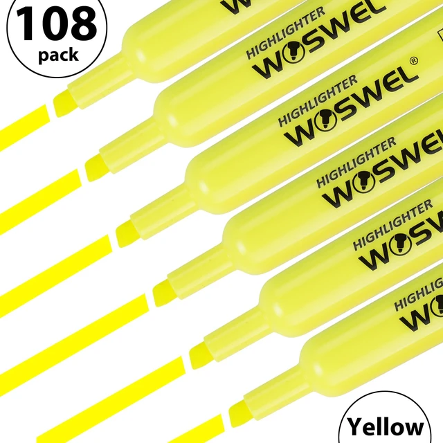 Alt view image 4 of 7 - Highlighters Bulk, 216 Pack Tank Style Highlighters Set, Fluorescent Yellow, Chisel Tip Highlighter Markers Bulk for Coloring, Highlighting as School Supplies