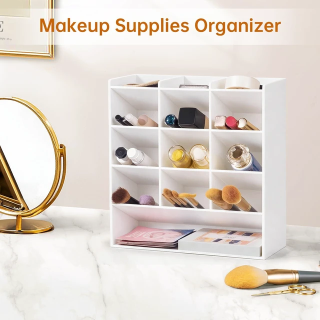 Alt view image 6 of 7 - Acrylic Vertical Marker Organizer for 150 Markers, Desk Orgaizer 13 Compartments Clear Angled Pen & Pencil Holder, Large Stationery & Art Supply Storage for School (10.2 x 9.8 x 4 Inch)