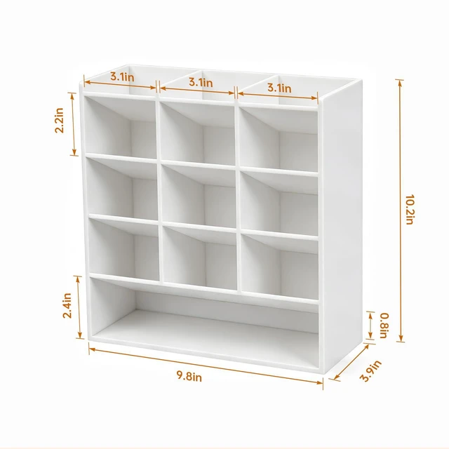 Alt view image 7 of 7 - Acrylic Vertical Marker Organizer for 150 Markers, Desk Orgaizer 13 Compartments Clear Angled Pen & Pencil Holder, Large Stationery & Art Supply Storage for School (10.2 x 9.8 x 4 Inch)