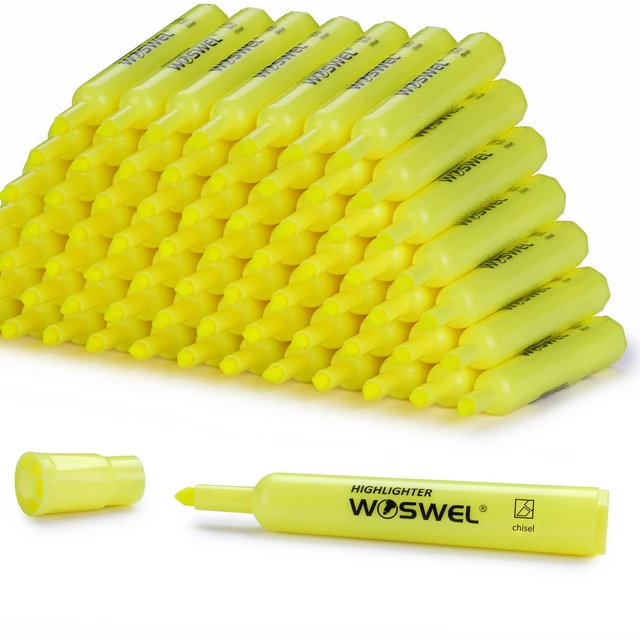 Alt view image 6 of 7 - Highlighters Bulk, 216 Pack Tank Style Highlighters Set, Fluorescent Yellow, Chisel Tip Highlighter Markers Bulk for Coloring, Highlighting as School Supplies