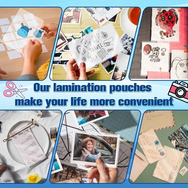 Alt view image 6 of 7 - 200 Pack 5mil 5x7" Thermal Laminating Pouches Badge Laminate Pouches Clear Laminated Luggage Tags Printable Laminator Pouches for Business Permits Cards (200, 5.3"x7.3"-5mil)