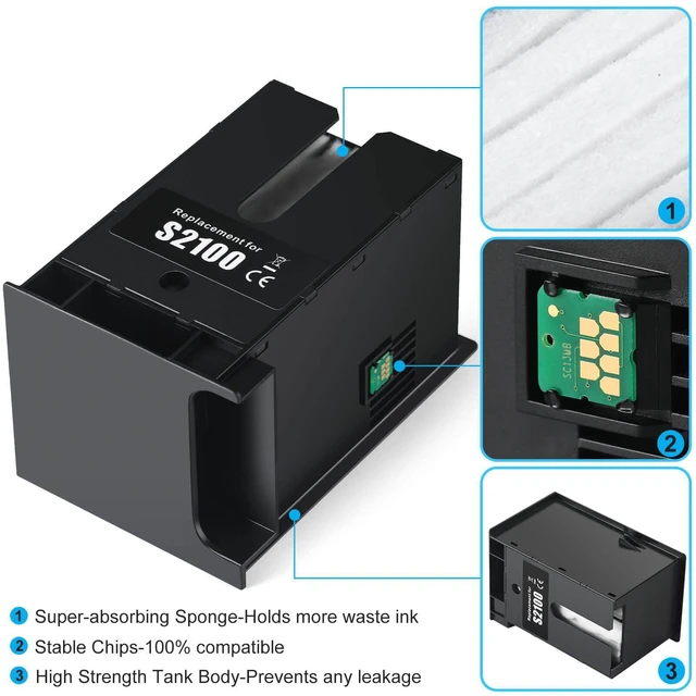 Alt view image 4 of 6 - F570 Maintenance Box (C13S210057/SC13MB/S2100) Replacement for Surecolor SC-F570 Pro / T3170 T3170M T3170X T5170 T5170M T2170 Printers - 2 Packs