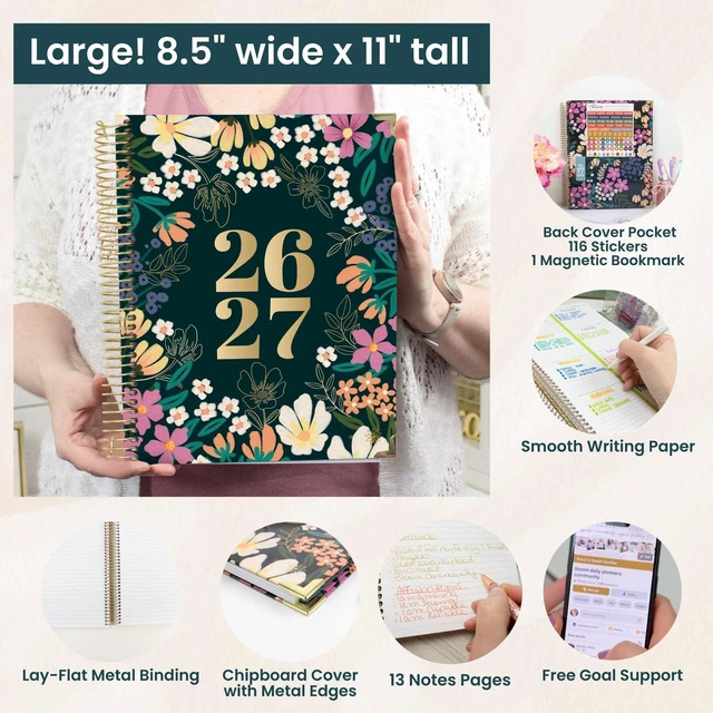 Alt view image 5 of 7 - HARDCOVER Planner 2026-2027 (8.5" x 11") Academic Year (July 2026 - July 2027) - 13 Months Task Goal Planner for Women - Monthly & Weekly Agenda Book - Blooming Wildly
