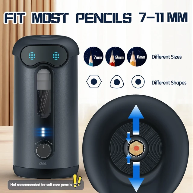 Alt view image 3 of 7 - Electric Pencil Sharpener, Fully Automatic Pencil Sharpener, Black for 7-11mm Colored/Jumbo Pencils, Auto in&Out, Rechargeable Hands-Free Pencil Sharpener for Classroom Home Office, Low Noise