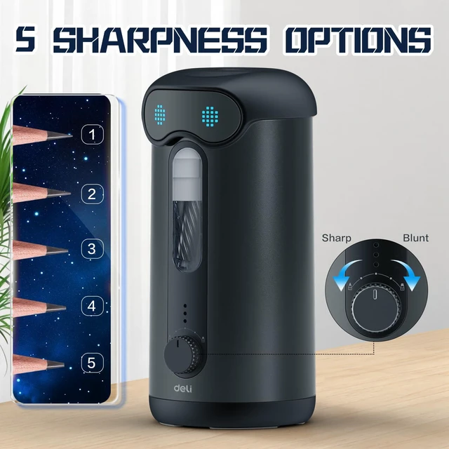 Alt view image 4 of 7 - Electric Pencil Sharpener, Fully Automatic Pencil Sharpener, Black for 7-11mm Colored/Jumbo Pencils, Auto in&Out, Rechargeable Hands-Free Pencil Sharpener for Classroom Home Office, Low Noise