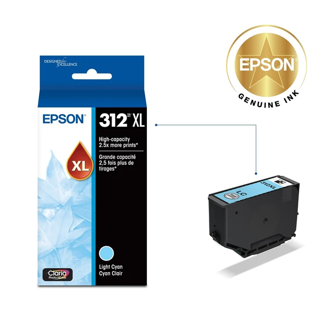 Alt view image 2 of 6 - 312 Claria Photo HD Ink High Capacity Light Cyan Cartridge (T312XL520-S) Works with Expression XP-8500, 8600, 8700, 15000