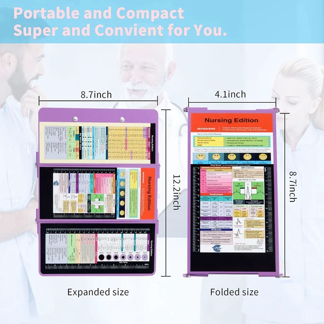 Alt view image 6 of 7 - Nursing Clipboard Foldable Pocket Size, Aluminum 3-Layer, Purple Nurse Clipboard with Pen Clip, Low Profile Clip, Medical Cheat Sheet, Fits Scrub Pockets for Nurses & Doctors