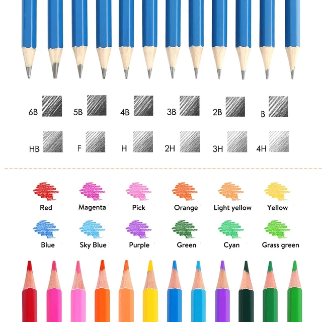Alt view image 3 of 7 - Profession Sketch Pencils & Colored Pencils for Adults Drawing Pencils Set