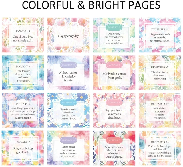 Alt view image 2 of 7 - Bright Every Day Daily Flip Calendar with Inspirational Quotes - Motivational Perpetual Recycle Calendar Desk Office Home Decor for Women, Gifts Desk Accessories for Girls Positive Affirmations