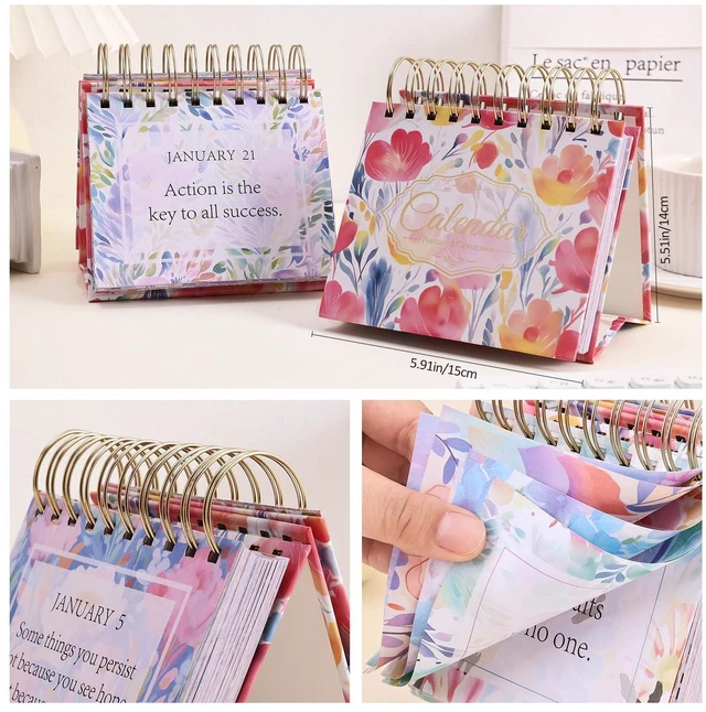 Alt view image 4 of 7 - Bright Every Day Daily Flip Calendar with Inspirational Quotes - Motivational Perpetual Recycle Calendar Desk Office Home Decor for Women, Gifts Desk Accessories for Girls Positive Affirmations