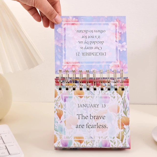 Alt view image 7 of 7 - Bright Every Day Daily Flip Calendar with Inspirational Quotes - Motivational Perpetual Recycle Calendar Desk Office Home Decor for Women, Gifts Desk Accessories for Girls Positive Affirmations