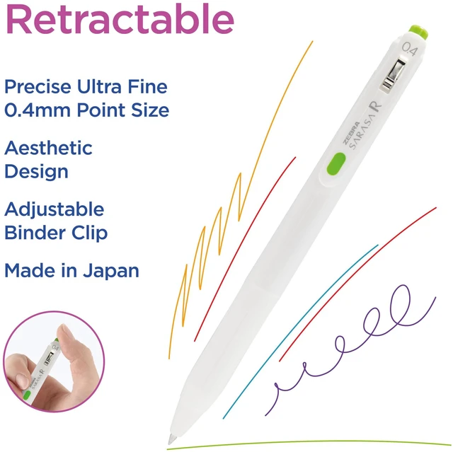 Alt view image 4 of 7 - SARASA R Vivid Gel Retractable Pen, Assorted Ink, 0.4mm, 7-Pack Made in Japan, Quick-Drying Smear-Free Ink, Create Deep, Saturated Colors and Smooth Gel Lines, Fine Point Tip (47807)