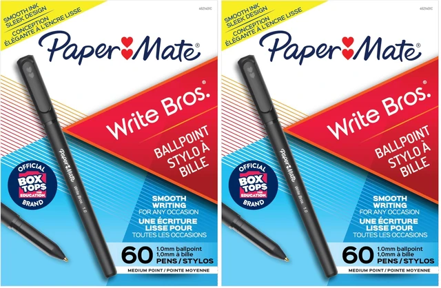 Main image of Ballpoint Pens, Write Bros. Black Ink Pens, Medium Point (1.0mm), 60 Count (Pack of 2)