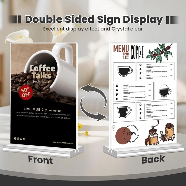 Alt view image 5 of 7 - 30 Pack Acrylic Sign Holder 5x7, Clear Double Sided Tabletop Menu Display, Desktop Flyer Stand with Vertical Base, Plastic Paper Picture Frame Holder Suitable for Restaurants Office Store Show Fair