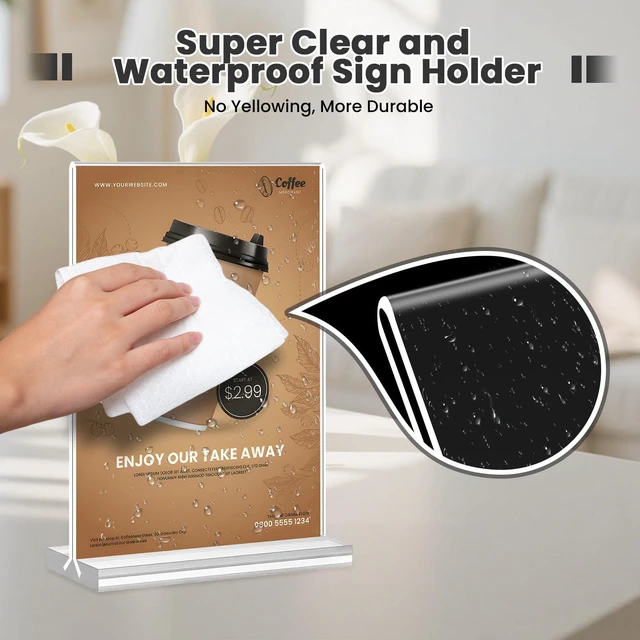 Alt view image 4 of 7 - 30 Pack Acrylic Sign Holder 5x7, Clear Double Sided Tabletop Menu Display, Desktop Flyer Stand with Vertical Base, Plastic Paper Picture Frame Holder Suitable for Restaurants Office Store Show Fair