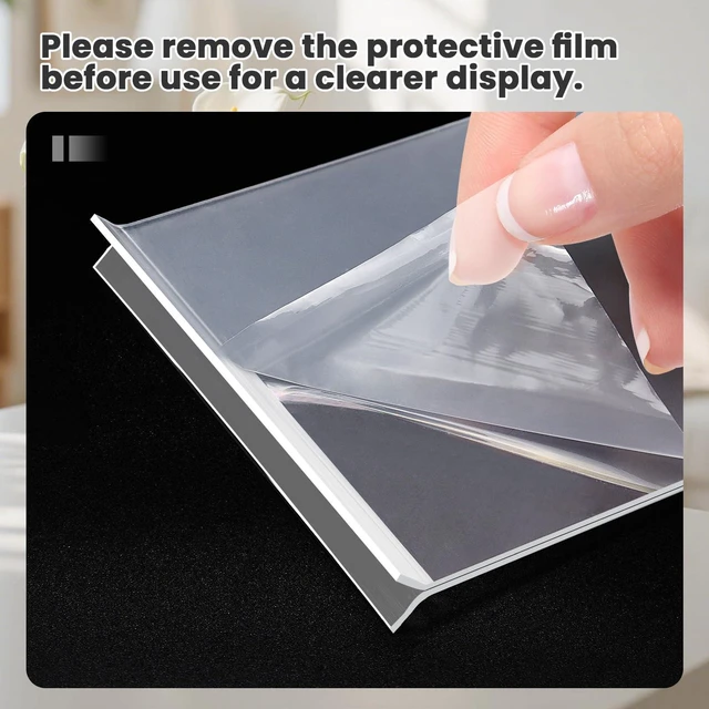 Alt view image 6 of 7 - 30 Pack Acrylic Sign Holder 5x7, Clear Double Sided Tabletop Menu Display, Desktop Flyer Stand with Vertical Base, Plastic Paper Picture Frame Holder Suitable for Restaurants Office Store Show Fair