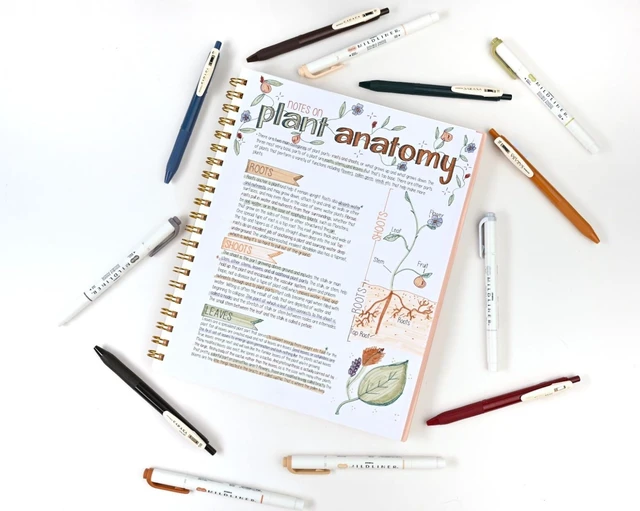 Alt view image 5 of 7 - MILDLINER Highlighter & SARASA Clip Set, Neutral Vintage, 14-Pack Includes 7 SARASA Clip Vintage Gel Pens and 7 MILDLINER Neutral Highlighters, Ideal for Journaling and Note-Taking (10114)