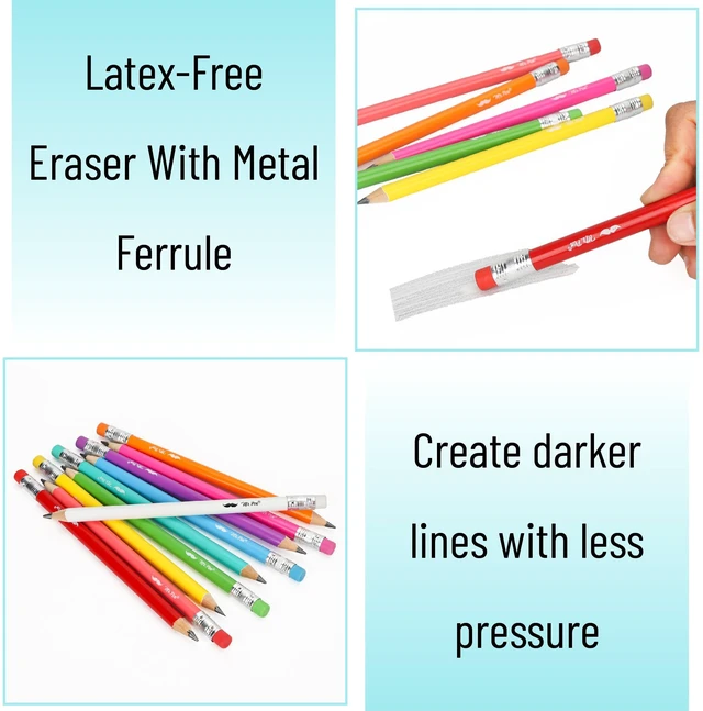 Alt view image 4 of 7 - Jumbo Pencils, 60 pcs, Preschool Pencils, Large Pencil Bright Barrels and Black 2 HB Graphite Cores, Smooth Lead, Latex-Free Eraser Top with Metal Ferrule