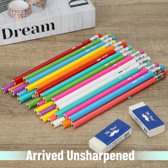 Alt view image 6 of 7 - Jumbo Pencils, 60 pcs, Preschool Pencils, Large Pencil Bright Barrels and Black 2 HB Graphite Cores, Smooth Lead, Latex-Free Eraser Top with Metal Ferrule