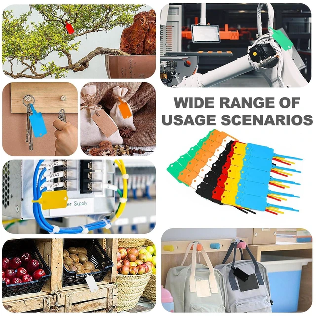 Alt view image 6 of 7 - 100pcs Blank Plastic Tags for Labeling Reusable Hanging Tags Ties Key Tag Storage Labels Waterproof Plastic Mark Label Writable Hang Sign with One Marker Pen (Red) (Pack of 2)